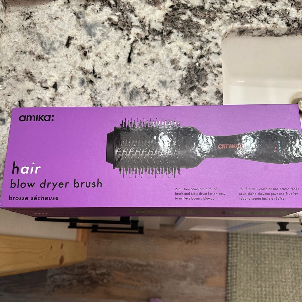 Amika Hair Blow Dry Brush 2-in-1 Hair Styling Tool Oval Barrel For Longer Hair